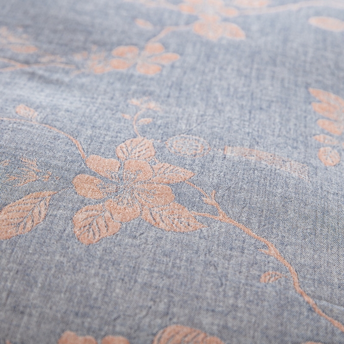 91家纺网 家纺一手货源 找家纺 鲁爱家纺供货 2025新款全棉色织双层纱纽扣四件套 春晖-粉灰