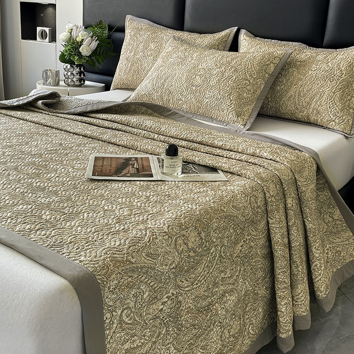 91家纺网 家纺一手货源 找家纺 大渔生活 2025新款磨毛夹棉床盖 流金岁月