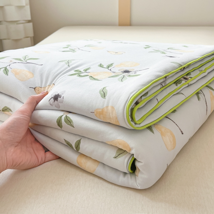 91家纺网 家纺一手货源 找家纺 龙图家纺 2025新款A类母婴针织棉夏被印花卡通凉感丝夏凉被空调被 硕果