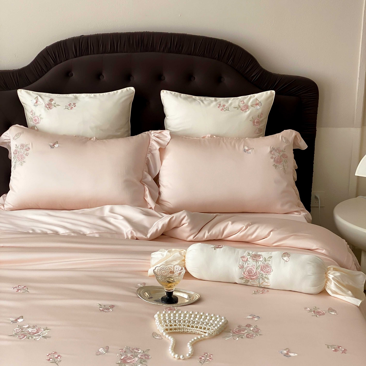 91家纺网 家纺一手货源 找家纺 MIU缪家居 2025新款100支超柔天丝棉四件套-花屿 花屿-粉