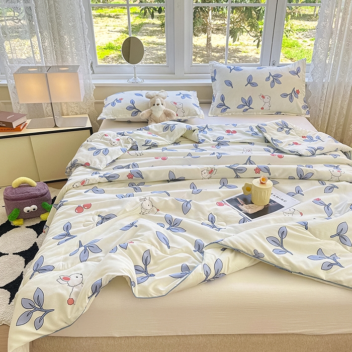 91家纺网 家纺一手货源 找家纺 友承家纺 2025新款A类母婴级大豆夏被夏凉被空调被 花园小兔