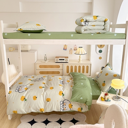 卡普二店 2024新款爆款加厚卡通小清新全棉纯棉学生宿舍三件套床笠隔天可拿 南语小象