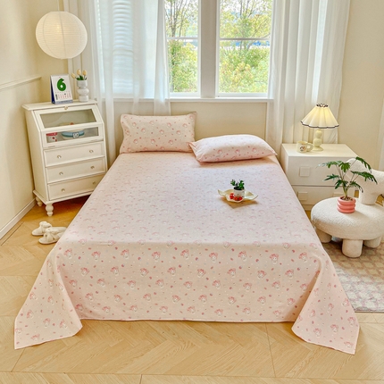 优米家纺 2025新款ins小清新双层纱印花床单 美乐蒂