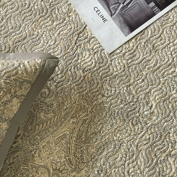 91家纺网 家纺一手货源 找家纺 大渔生活 2025新款磨毛夹棉床盖 流金岁月