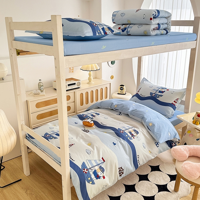 91家纺网 家纺一手货源 找家纺 卡普 2025新款爆款加厚卡通小清新全棉纯棉学生宿舍三件套床笠隔天可拿星夜号