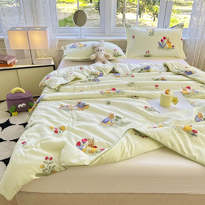 91家纺网 家纺一手货源 找家纺 友承家纺 2025新款A类母婴级大豆夏被夏凉被空调被 花丛兔