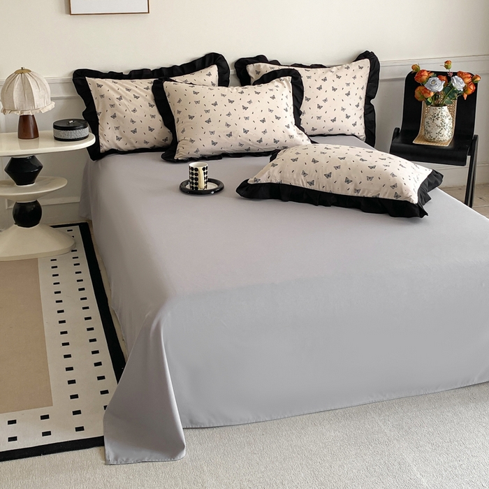 91家纺网 家纺一手货源 找家纺 乐沐家纺 2025新款法式花边夏被四件套 夏被-蝶舞