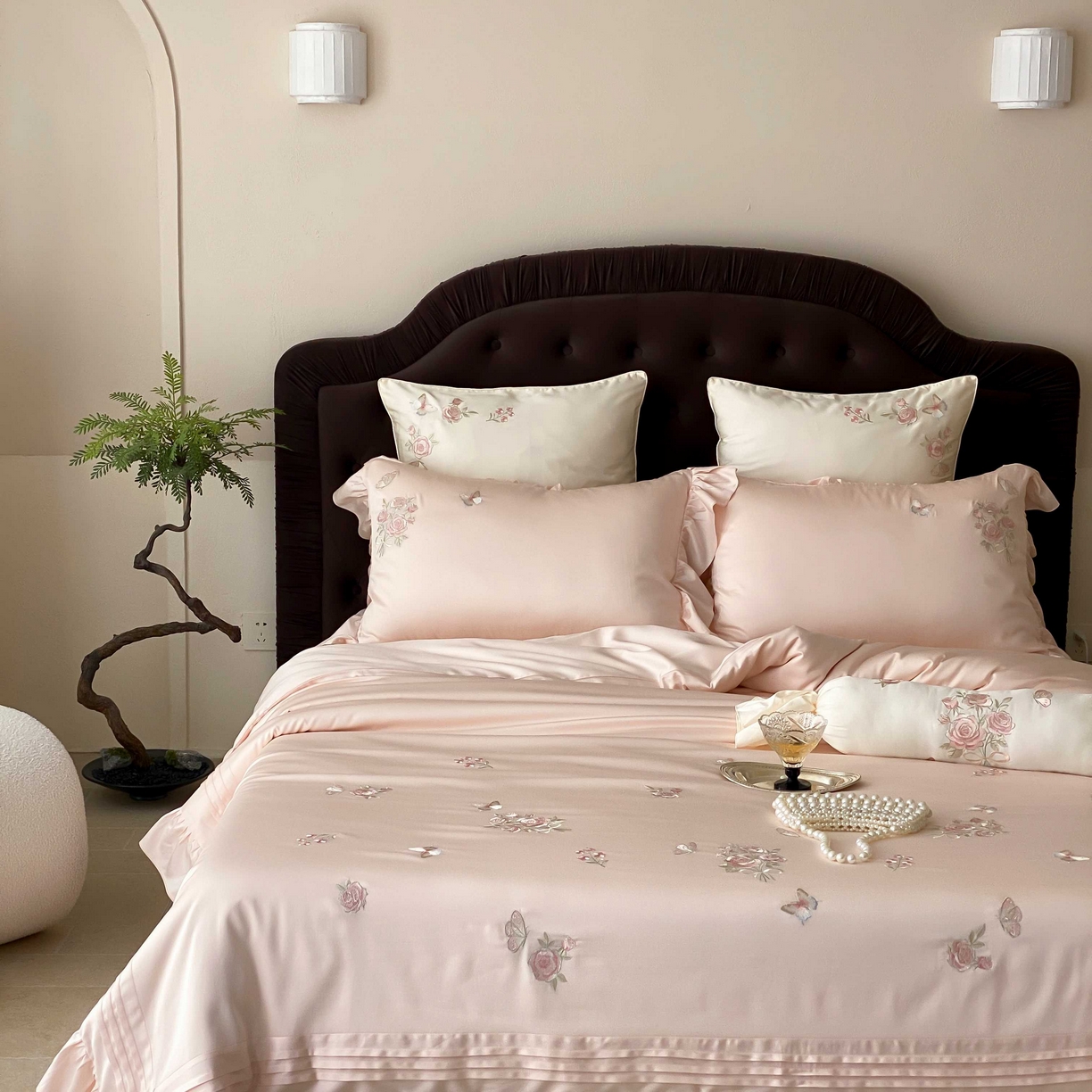 91家纺网 家纺一手货源 找家纺 MIU缪家居 2025新款100支超柔天丝棉四件套-花屿 花屿-粉