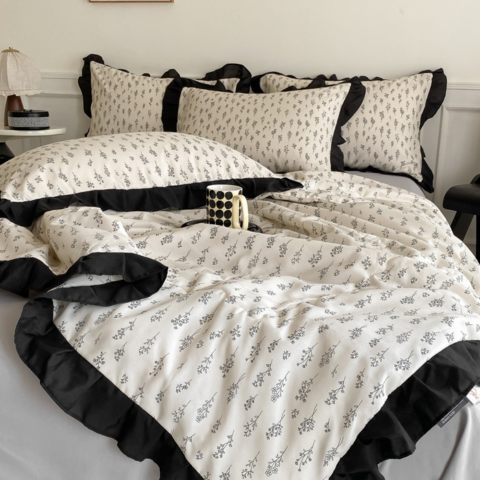 91家纺网 家纺一手货源 找家纺 乐沐家纺 2025新款法式花边夏被四件套 夏被-简韵