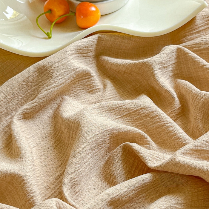 91家纺网 家纺一手货源 找家纺 优米家纺 2025新款ins小清新双层纱印花床单 焦糖