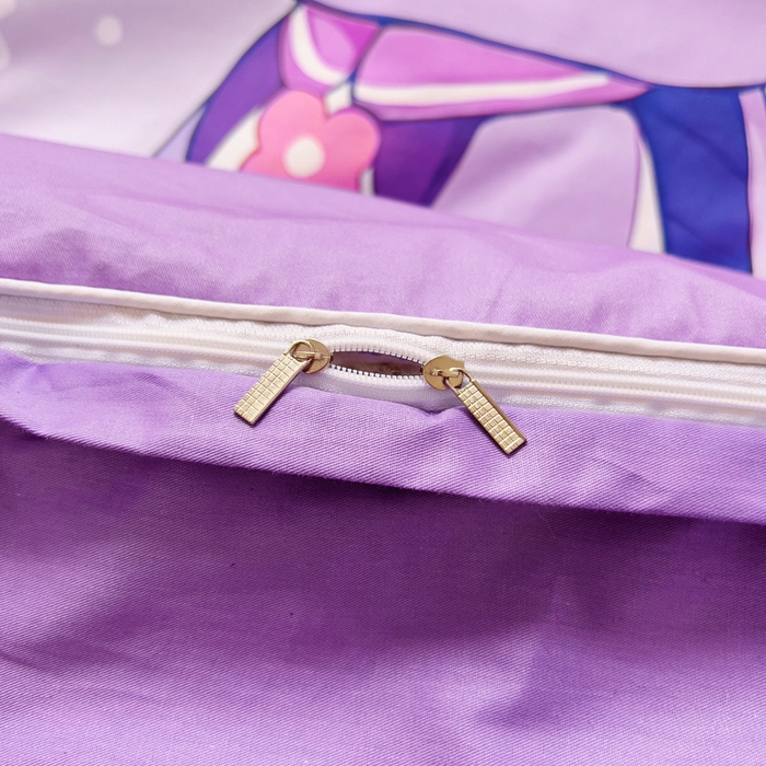 91家纺网 家纺一手货源 找家纺 梵赫 2025新款卡通全棉A类夹棉两用幼儿园儿童夏被被套 背包兔-紫