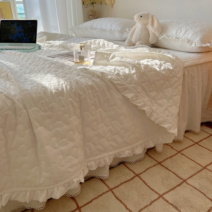 91家纺网 家纺一手货源 找家纺 （总）六巷胡同 2025新款韩系INS博主风小爱心绗缝夏被床盖