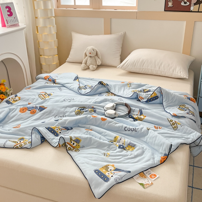 91家纺网 家纺一手货源 找家纺 龙图家纺 2025新款A类母婴针织棉夏被印花卡通凉感丝夏凉被空调被 玩具总动员