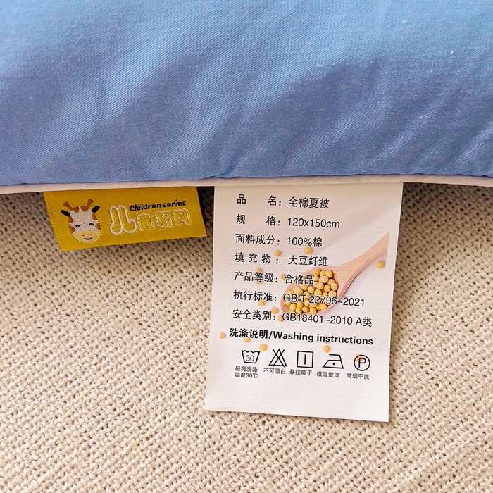 91家纺网 家纺一手货源 找家纺 梵赫 2025新款卡通全棉A类夹棉两用幼儿园儿童夏被被套 摩天轮-蓝
