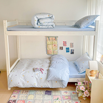 卡普 2025新款爆款加厚卡通小清新全棉纯棉学生宿舍三件套床笠隔天可拿小橘柑