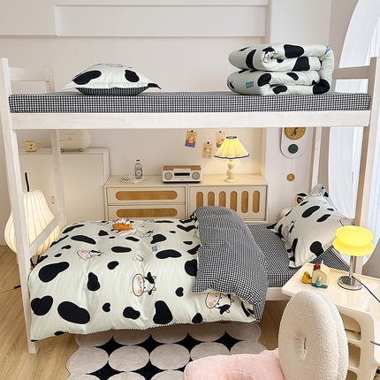 卡普 2025新款爆款加厚卡通小清新全棉纯棉学生宿舍三件套床笠隔天可拿奶牛宝贝