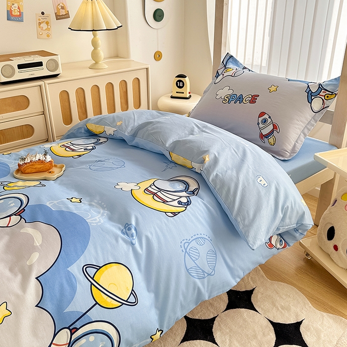 91家纺网 家纺一手货源 找家纺 卡普 2025新款爆款加厚卡通小清新全棉纯棉学生宿舍三件套床笠隔天可拿探索星球