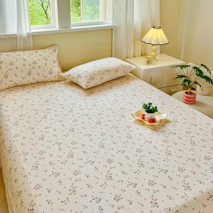 91家纺网 家纺一手货源 找家纺 （总）优米家纺 2025新款ins小清新双层纱印花床单