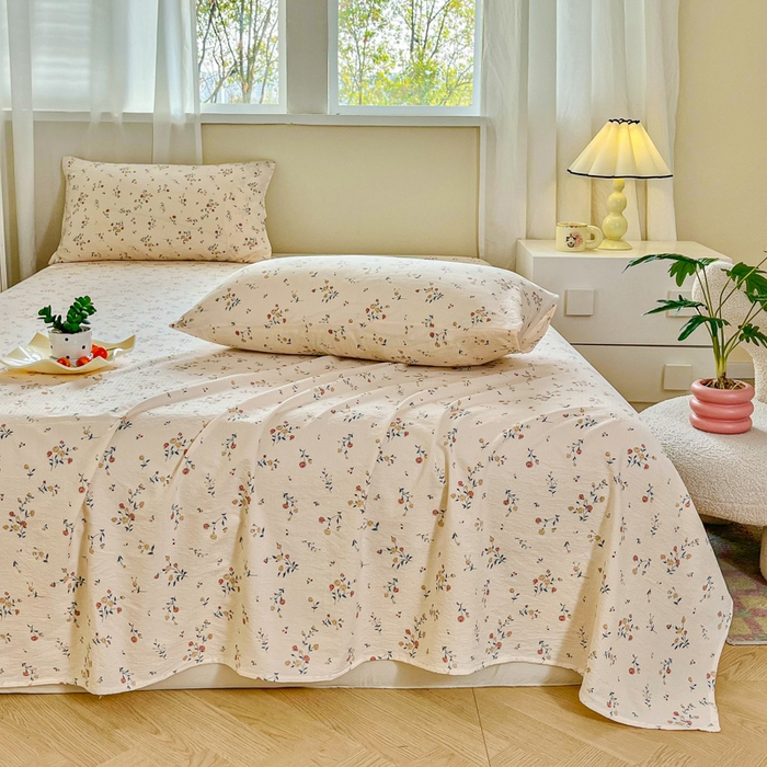 91家纺网 家纺一手货源 找家纺 （总）优米家纺 2025新款ins小清新双层纱印花床单