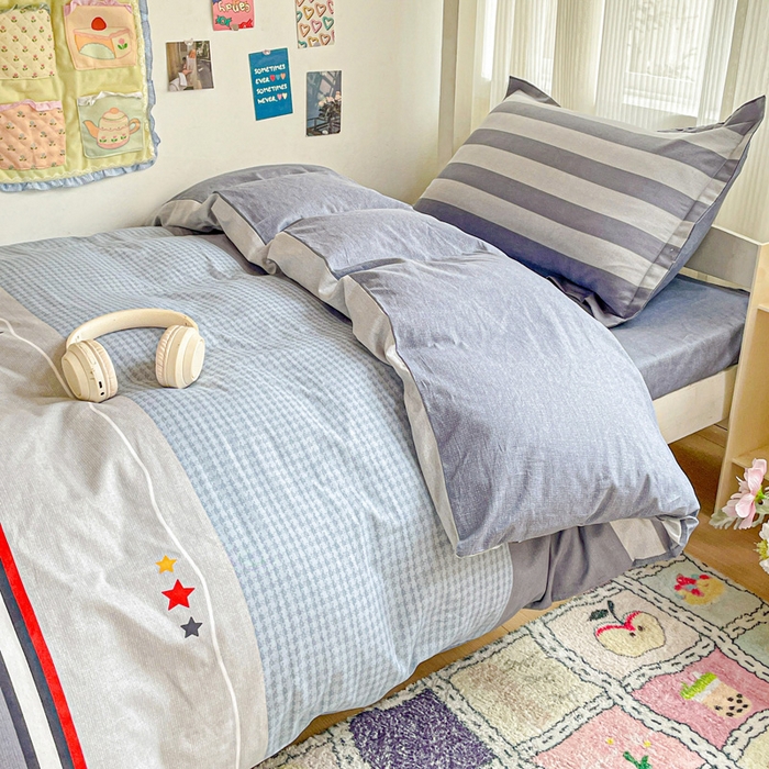 91家纺网 家纺一手货源 找家纺 卡普 2025新款爆款加厚卡通小清新全棉纯棉学生宿舍三件套床笠隔天可拿沐光