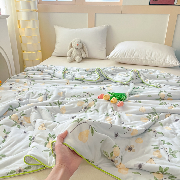 91家纺网 家纺一手货源 找家纺 龙图家纺 2025新款A类母婴针织棉夏被印花卡通凉感丝夏凉被空调被 硕果