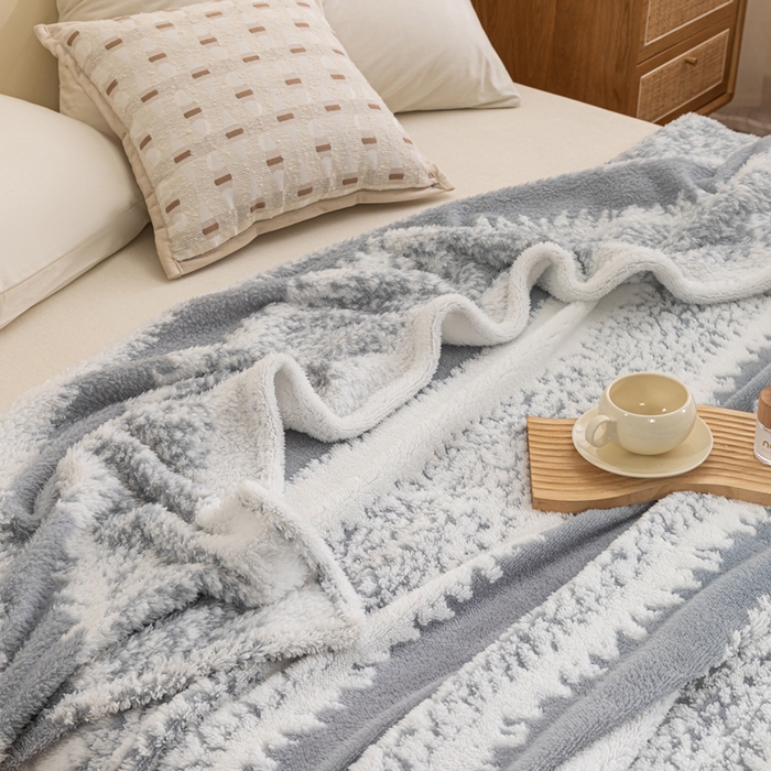 91家纺网 家纺一手货源 找家纺 潮邦 2025新款阳离子柔云毯毛毯-素影雅韵系列【可供跨境电商可压缩】 韵灰