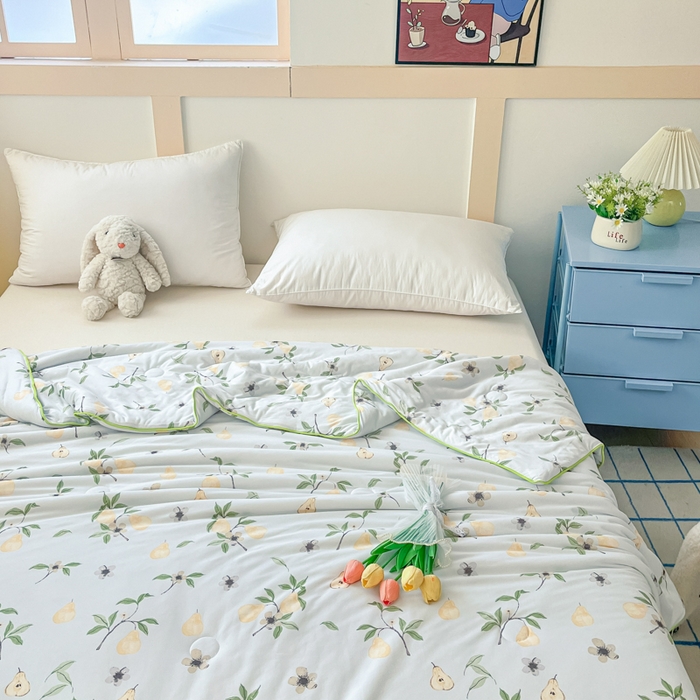 91家纺网 家纺一手货源 找家纺 龙图家纺 2025新款A类母婴针织棉夏被印花卡通凉感丝夏凉被空调被 硕果