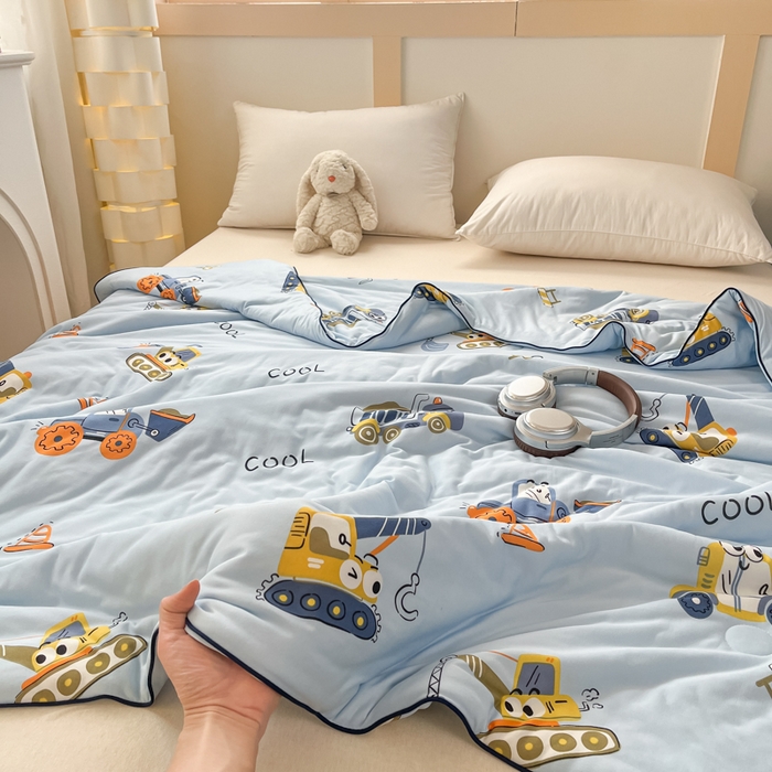 91家纺网 家纺一手货源 找家纺 龙图家纺 2025新款A类母婴针织棉夏被印花卡通凉感丝夏凉被空调被 玩具总动员