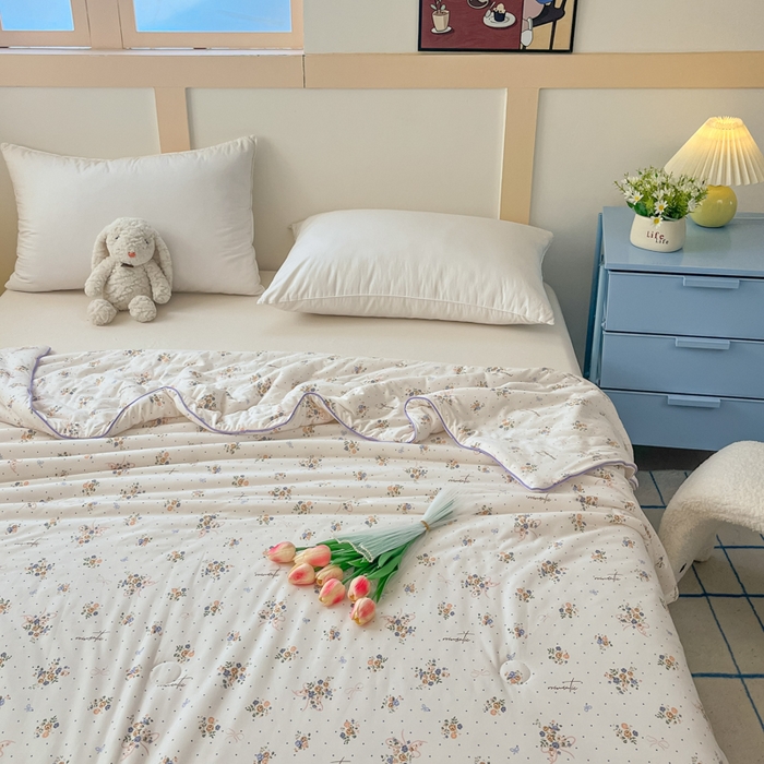 91家纺网 家纺一手货源 找家纺 龙图家纺 2025新款A类母婴针织棉夏被印花卡通凉感丝夏凉被空调被 莫妮卡