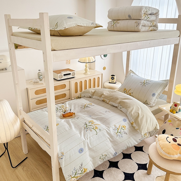 91家纺网 家纺一手货源 找家纺 卡普 2025新款爆款加厚卡通小清新全棉纯棉学生宿舍三件套床笠隔天可拿穗满满