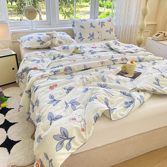 91家纺网 家纺一手货源 找家纺 友承家纺 2025新款A类母婴级大豆夏被夏凉被空调被 花园小兔