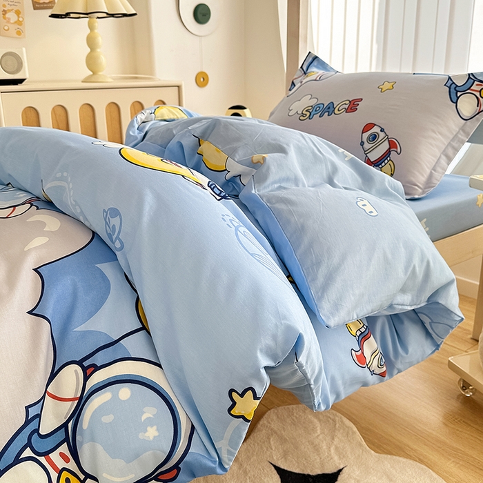 91家纺网 家纺一手货源 找家纺 卡普 2025新款爆款加厚卡通小清新全棉纯棉学生宿舍三件套床笠隔天可拿探索星球