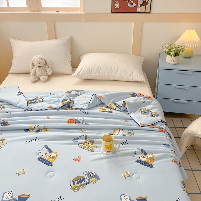 91家纺网 家纺一手货源 找家纺 龙图家纺 2025新款A类母婴针织棉夏被印花卡通凉感丝夏凉被空调被 玩具总动员