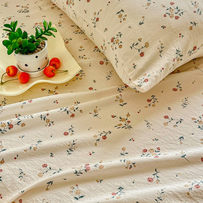 91家纺网 家纺一手货源 找家纺 （总）优米家纺 2025新款ins小清新双层纱印花床单