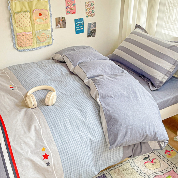 91家纺网 家纺一手货源 找家纺 卡普 2025新款爆款加厚卡通小清新全棉纯棉学生宿舍三件套床笠隔天可拿沐光