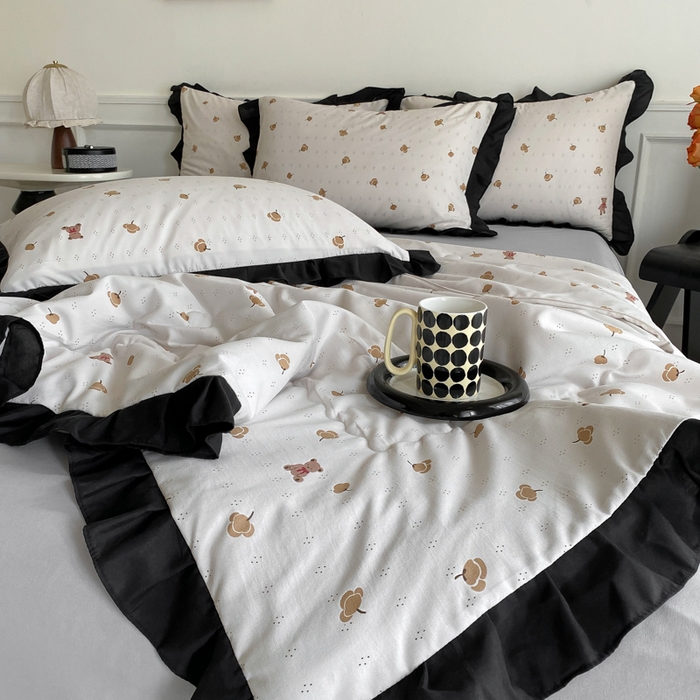 91家纺网 家纺一手货源 找家纺 乐沐家纺 2025新款法式花边夏被四件套 夏被-晚秋