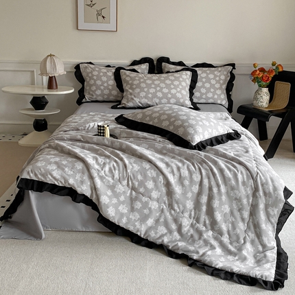 乐沐家纺 2025新款法式花边夏被四件套 夏被-觅棠