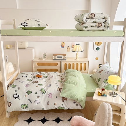 卡普二店 2024新款爆款加厚卡通小清新全棉纯棉学生宿舍三件套床笠隔天可拿 野餐派对