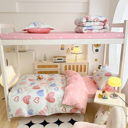 91家纺网 家纺一手货源 找家纺 （总）卡普二店 2024新款爆款加厚卡通小清新全棉纯棉学生宿舍三件套床笠隔天可拿