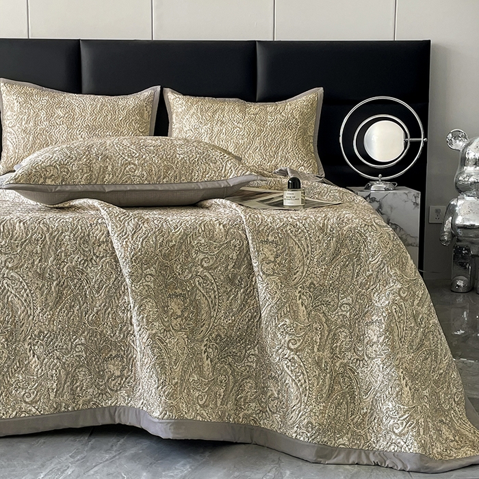 91家纺网 家纺一手货源 找家纺 大渔生活 2025新款磨毛夹棉床盖 流金岁月