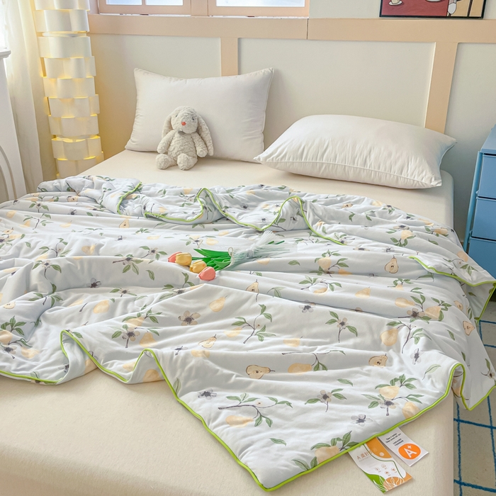 91家纺网 家纺一手货源 找家纺 龙图家纺 2025新款A类母婴针织棉夏被印花卡通凉感丝夏凉被空调被 硕果