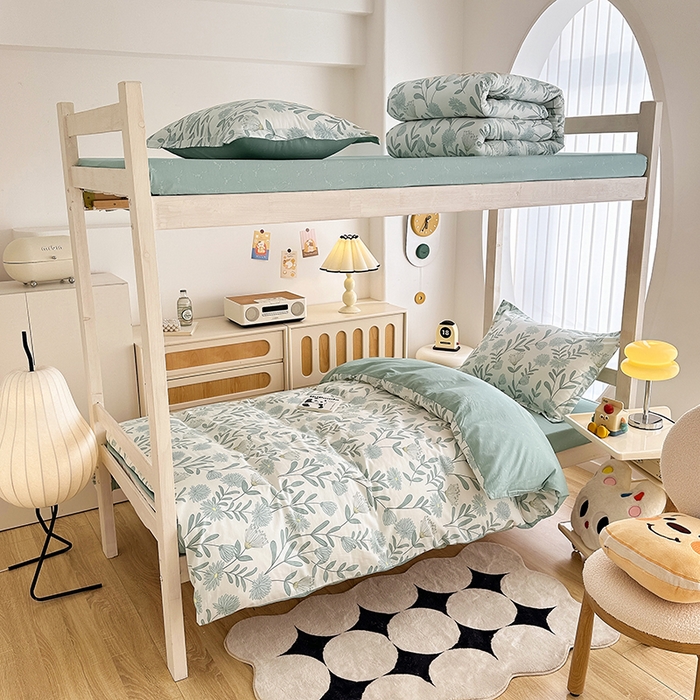 91家纺网 家纺一手货源 找家纺 卡普二店 2024新款爆款加厚卡通小清新全棉纯棉学生宿舍三件套床笠隔天可拿 蓝风铃