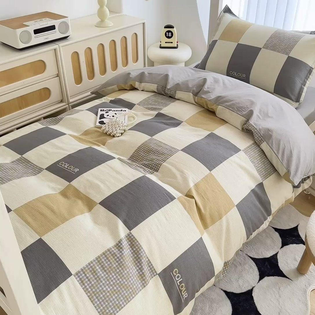 91家纺网 家纺一手货源 找家纺 卡普 2025新款爆款加厚卡通小清新全棉纯棉学生宿舍三件套床笠隔天可拿雅格