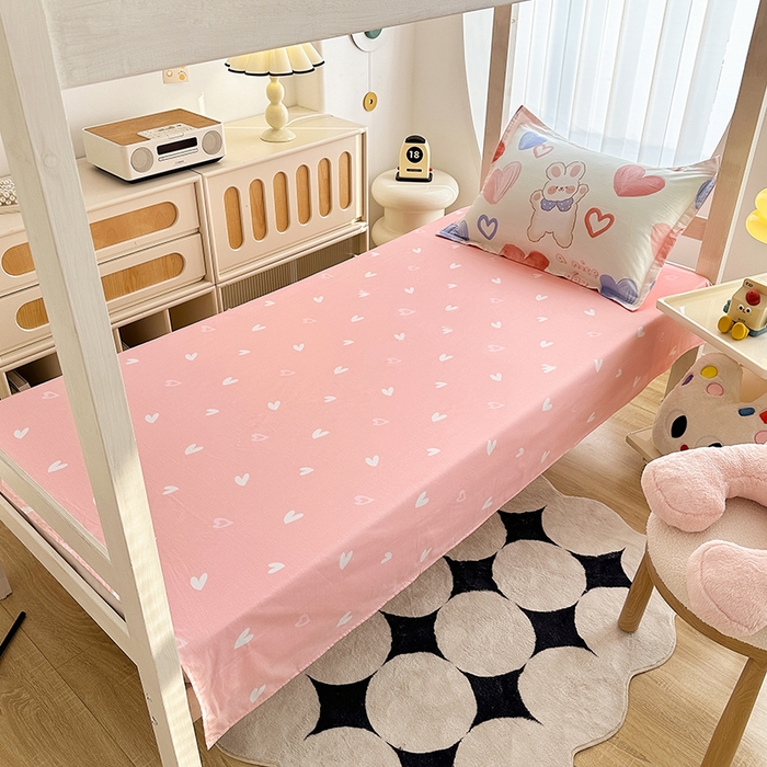 91家纺网 家纺一手货源 找家纺 卡普 2025新款爆款加厚卡通小清新全棉纯棉学生宿舍三件套床笠隔天可拿小兔可可