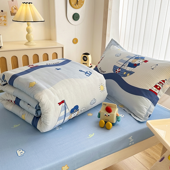 91家纺网 家纺一手货源 找家纺 卡普 2025新款爆款加厚卡通小清新全棉纯棉学生宿舍三件套床笠隔天可拿星夜号