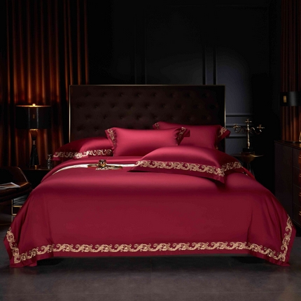 91家纺网 家纺一手货源 找家纺 （总）缔缦 2025新款高端定织面料S140长绒棉精梳棉重磅刺绣四件套罗莎系列