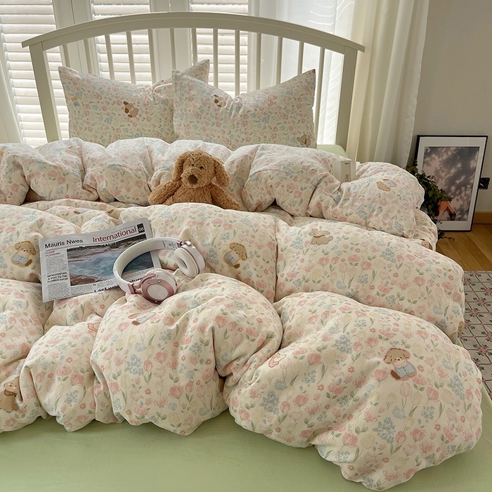 91家纺网 家纺一手货源 找家纺 （总）瑞莱 2025夏季新款全棉纯棉有氧双层纱四件套