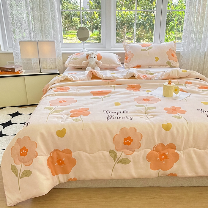 91家纺网 家纺一手货源 找家纺 友承家纺 2025新款A类母婴级大豆夏被夏凉被空调被 初夏桔粉