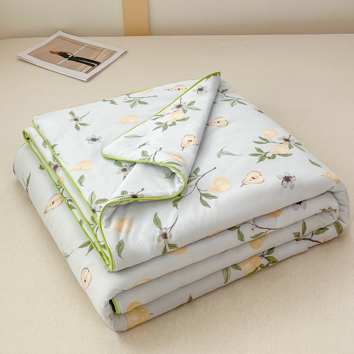 91家纺网 家纺一手货源 找家纺 龙图家纺 2025新款A类母婴针织棉夏被印花卡通凉感丝夏凉被空调被 硕果