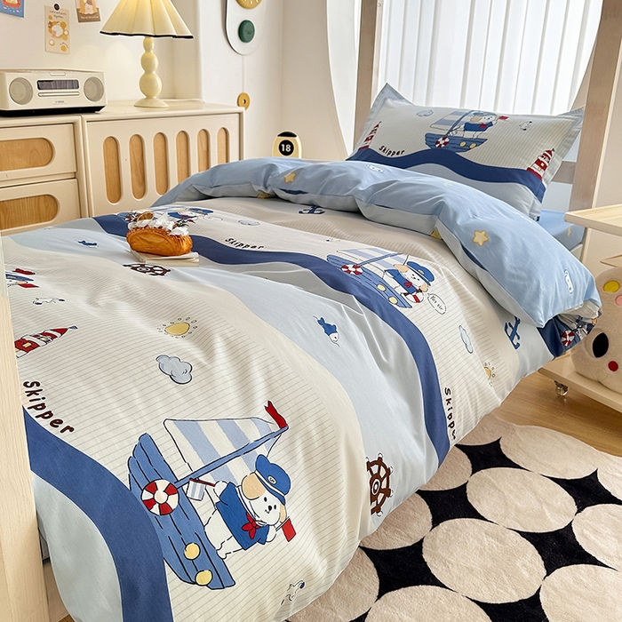 91家纺网 家纺一手货源 找家纺 卡普 2025新款爆款加厚卡通小清新全棉纯棉学生宿舍三件套床笠隔天可拿星夜号